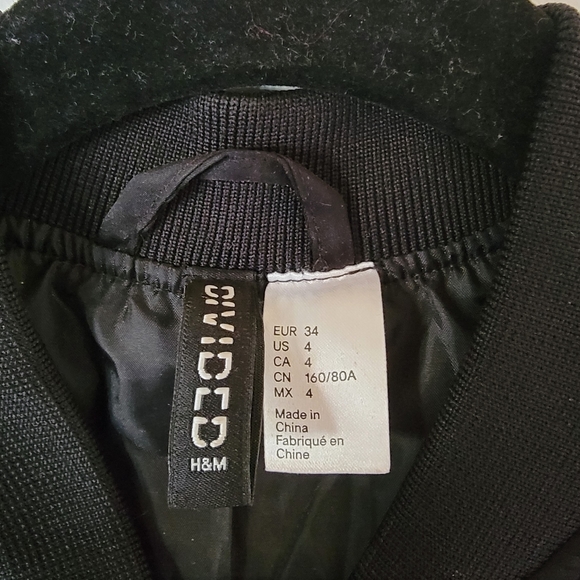 H&M DIVIDED Black Bomber Jacket Size 4 - Picture 8 of 9